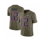 Youth Nike New England Patriots #12 Tom Brady Limited Olive 2017 Salute to Service NFL Jersey