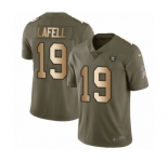 Youth Nike Oakland Raiders #19 Brandon LaFell Limited Olive Gold 2017 Salute to Service NFL Jersey