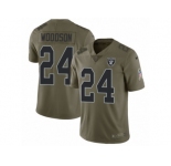 Youth Nike Oakland Raiders #24 Charles Woodson Limited Olive 2017 Salute to Service NFL Jersey