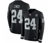 Youth Nike Oakland Raiders #24 Marshawn Lynch Limited Black Therma Long Sleeve NFL Jersey