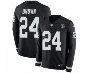 Youth Nike Oakland Raiders #24 Willie Brown Limited Black Therma Long Sleeve NFL Jersey