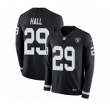 Youth Nike Oakland Raiders #29 Leon Hall Limited Black Therma Long Sleeve NFL Jersey