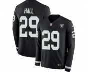 Youth Nike Oakland Raiders #29 Leon Hall Limited Black Therma Long Sleeve NFL Jersey