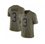 Youth Nike Oakland Raiders #3 E. J. Manuel Limited Olive 2017 Salute to Service NFL Jersey