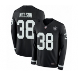 Youth Nike Oakland Raiders #38 Nick Nelson Limited Black Therma Long Sleeve NFL Jersey