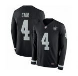 Youth Nike Oakland Raiders #4 Derek Carr Limited Black Therma Long Sleeve NFL Jersey