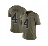 Youth Nike Oakland Raiders #4 Derek Carr Limited Olive 2017 Salute to Service NFL Jersey