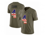 Youth Nike Oakland Raiders #4 Derek Carr Limited Olive USA Flag 2017 Salute to Service NFL Jersey