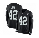 Youth Nike Oakland Raiders #42 Ronnie Lott Limited Black Therma Long Sleeve NFL Jersey