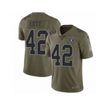 Youth Nike Oakland Raiders #42 Ronnie Lott Limited Olive 2017 Salute to Service NFL Jersey