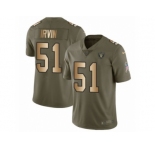 Youth Nike Oakland Raiders #51 Bruce Irvin Limited Olive Gold 2017 Salute to Service NFL Jersey
