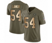 Youth Nike Oakland Raiders #54 Emmanuel Lamur Limited Olive Gold 2017 Salute to Service NFL Jersey