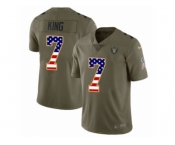Youth Nike Oakland Raiders #7 Marquette King Limited Olive USA Flag 2017 Salute to Service NFL Jersey