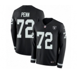 Youth Nike Oakland Raiders #72 Donald Penn Limited Black Therma Long Sleeve NFL Jersey