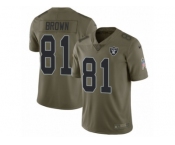 Youth Nike Oakland Raiders #81 Tim Brown Limited Olive 2017 Salute to Service NFL Jersey