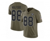 Youth Nike Oakland Raiders #88 Clive Walford Limited Olive 2017 Salute to Service NFL Jersey