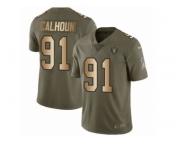 Youth Nike Oakland Raiders #91 Shilique Calhoun Limited Olive Gold 2017 Salute to Service NFL Jersey