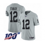 Youth Oakland Raiders #12 Kenny Stabler Limited Silver Inverted Legend 100th Season Football Jersey