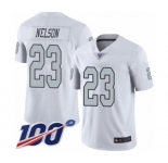 Youth Oakland Raiders #23 Nick Nelson Limited White Rush Vapor Untouchable 100th Season Football Jersey