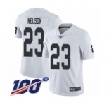 Youth Oakland Raiders #23 Nick Nelson White Vapor Untouchable Limited Player 100th Season Football Jersey
