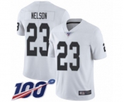 Youth Oakland Raiders #23 Nick Nelson White Vapor Untouchable Limited Player 100th Season Football Jersey