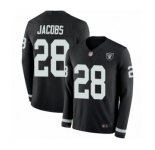 Youth Oakland Raiders #28 Josh Jacobs Limited Black Therma Long Sleeve Football Jersey