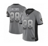 Youth Oakland Raiders #28 Josh Jacobs Limited Gray Rush Drift Fashion Football Jersey