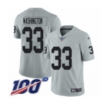 Youth Oakland Raiders #33 DeAndre Washington Limited Silver Inverted Legend 100th Season Football Jersey