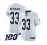 Youth Oakland Raiders #33 DeAndre Washington White Vapor Untouchable Limited Player 100th Season Football Jersey