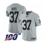 Youth Oakland Raiders #37 Lester Hayes Limited Silver Inverted Legend 100th Season Football Jersey