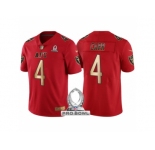 Youth Oakland Raiders #4 Derek Carr AFC 2017 Pro Bowl Red Gold Limited Jersey