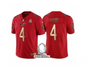 Youth Oakland Raiders #4 Derek Carr AFC 2017 Pro Bowl Red Gold Limited Jersey