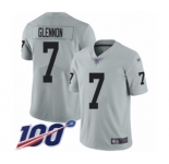 Youth Oakland Raiders #7 Mike Glennon Limited Silver Inverted Legend 100th Season Football Jersey