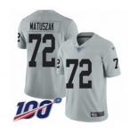 Youth Oakland Raiders #72 John Matuszak Limited Silver Inverted Legend 100th Season Football Jersey