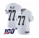 Youth Oakland Raiders #77 Kolton Miller White Vapor Untouchable Limited Player 100th Season Football Jersey
