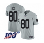 Youth Oakland Raiders #80 Jerry Rice Limited Silver Inverted Legend 100th Season Football Jersey
