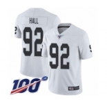 Youth Oakland Raiders #92 P.J. Hall White Vapor Untouchable Limited Player 100th Season Football Jersey
