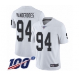 Youth Oakland Raiders #94 Eddie Vanderdoes White Vapor Untouchable Limited Player 100th Season Football Jersey
