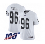 Youth Oakland Raiders #96 Clelin Ferrell White Vapor Untouchable Limited Player 100th Season Football Jersey