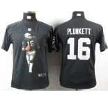 nike youth nfl jerseys oakland raiders #16 plunkett black[portrait fashion]
