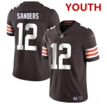 Youth Cleveland Browns #12 Shedeur Sanders Brown 2025 Vapor Limited Football Stitched Jersey