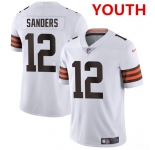 Youth Cleveland Browns #12 Shedeur Sanders White 2025 Vapor Limited Football Stitched Jersey
