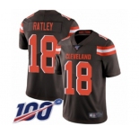 Youth Cleveland Browns #18 Damion Ratley Brown Team Color Vapor Untouchable Limited Player 100th Season Football Jersey
