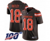 Youth Cleveland Browns #18 Damion Ratley Brown Team Color Vapor Untouchable Limited Player 100th Season Football Jersey