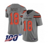 Youth Cleveland Browns #18 Damion Ratley Limited Gray Inverted Legend 100th Season Football Jersey