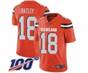 Youth Cleveland Browns #18 Damion Ratley Orange Alternate Vapor Untouchable Limited Player 100th Season Football Jersey