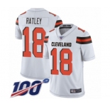 Youth Cleveland Browns #18 Damion Ratley White Vapor Untouchable Limited Player 100th Season Football Jersey
