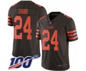 Youth Cleveland Browns #24 Nick Chubb Limited Brown Rush Vapor Untouchable 100th Season Football Jersey