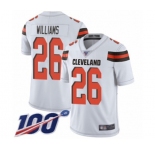 Youth Cleveland Browns #26 Greedy Williams White Vapor Untouchable Limited Player 100th Season Football Jersey