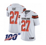 Youth Cleveland Browns #27 Kareem Hunt White Vapor Untouchable Limited Player 100th Season Football Jersey